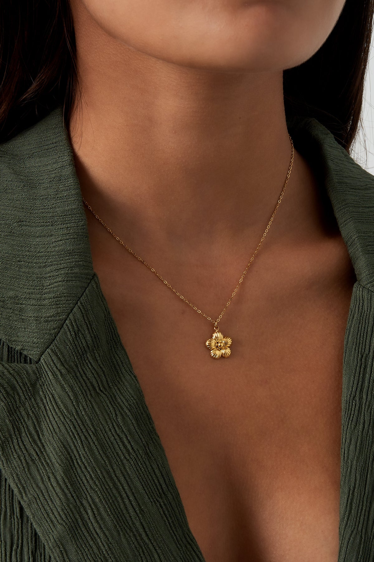 Gänseblümchen-Halskette – Goldfarbe - Goldfarbefarbe