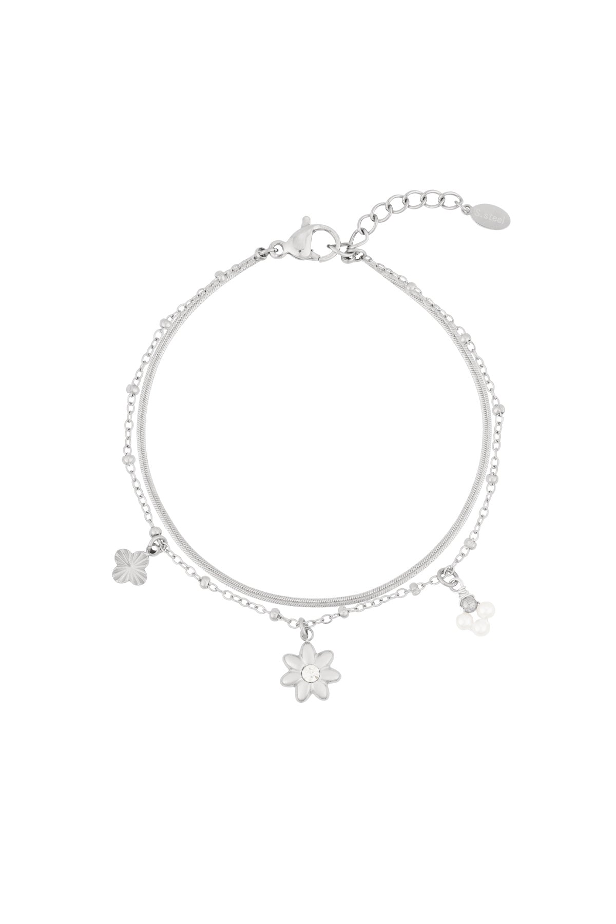 Blumenarmband - Silberfarben