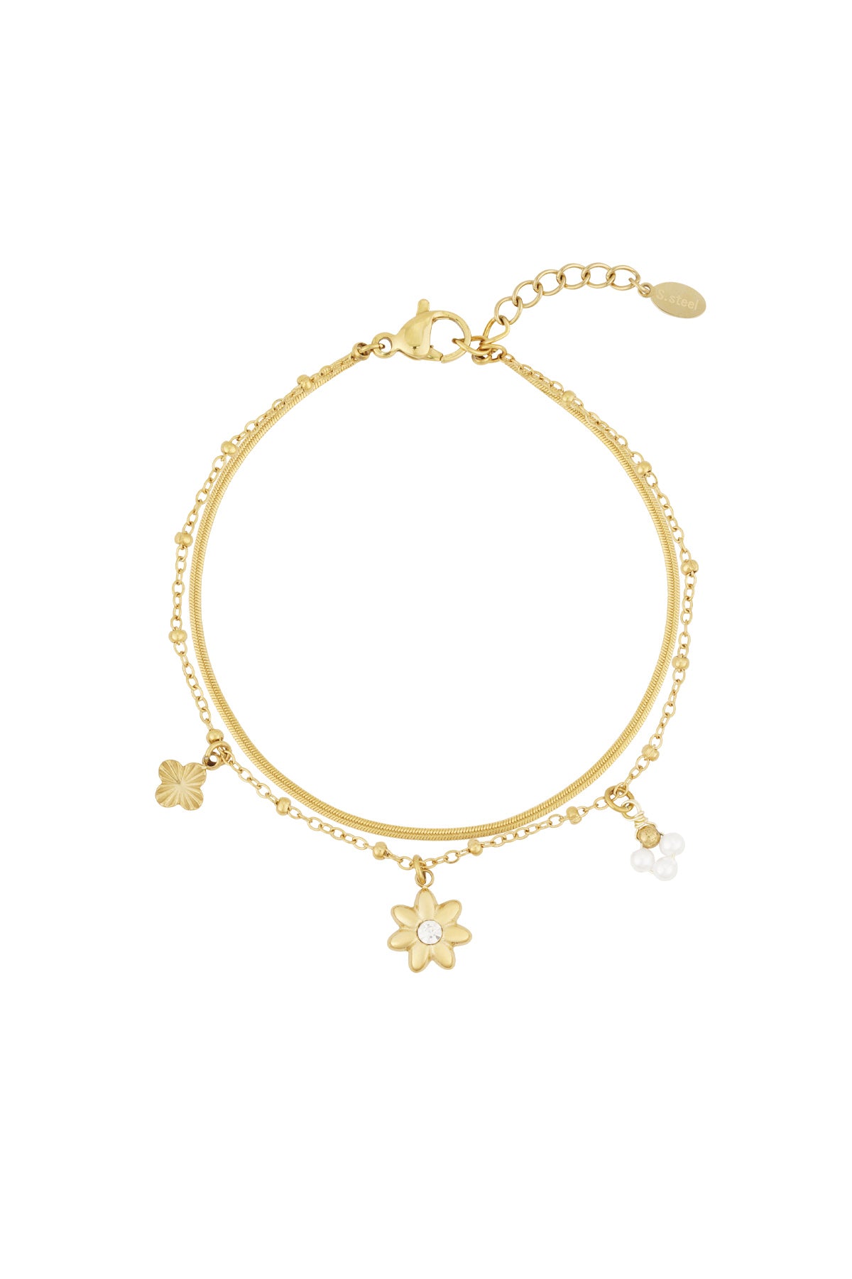 Blumenarmband - Silberfarben