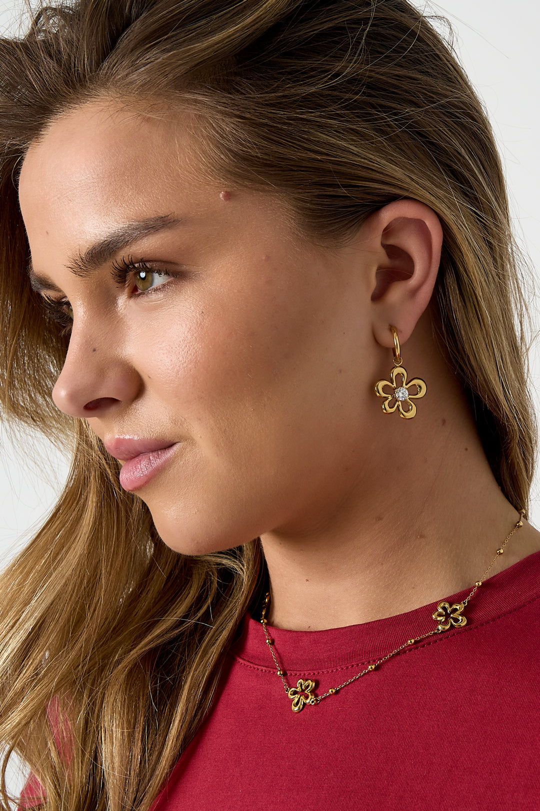 Stainless Steel Drop Earrings Flower Simple Daily Simple Series Women's jewelry