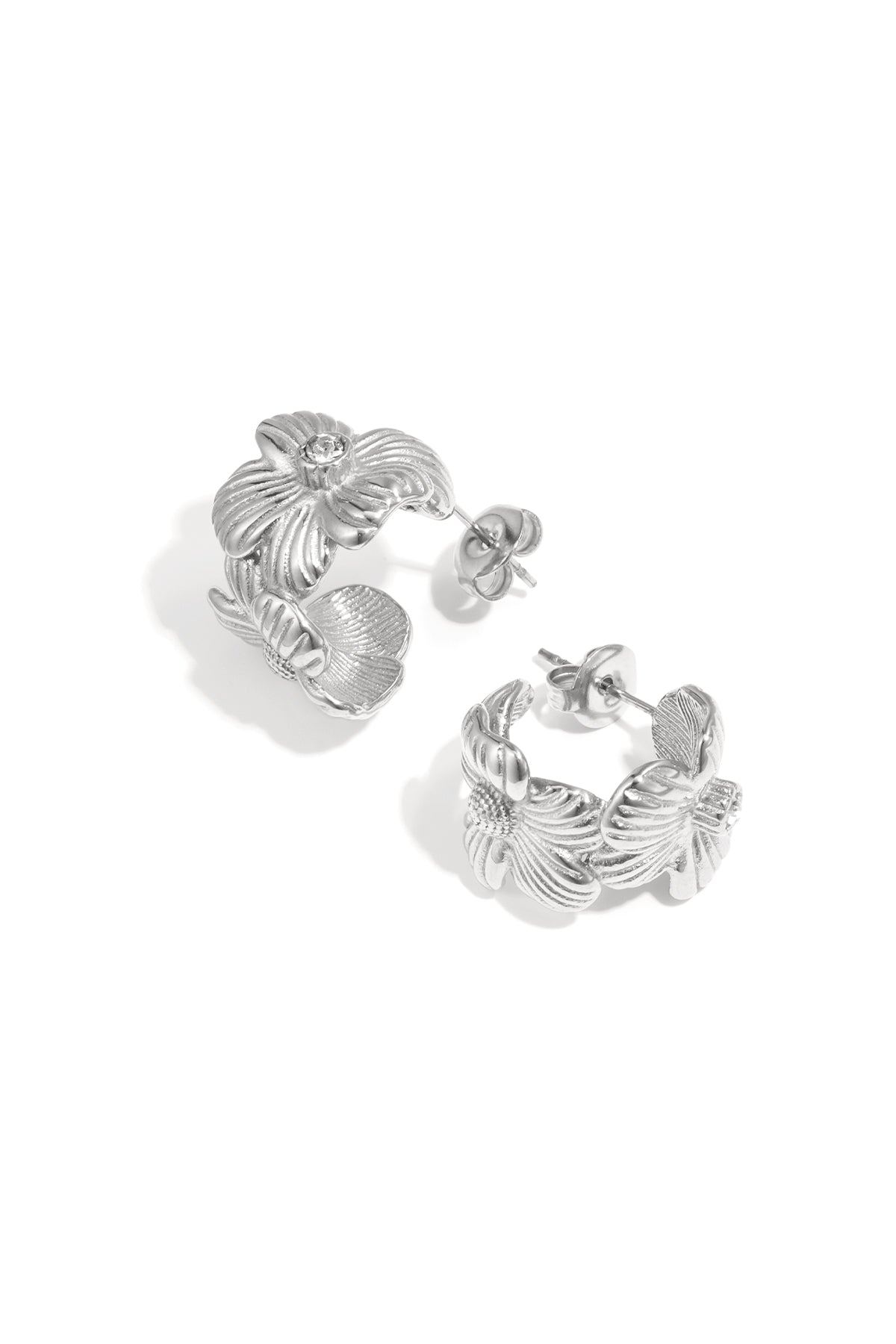 Edelstahl Creolen Blume Casual Daily Simple Serie Damenschmuck